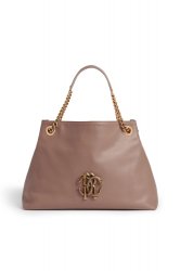 Roberto Cavalli Snakeskin-Print Leather Shoulder Bag - Neutrals